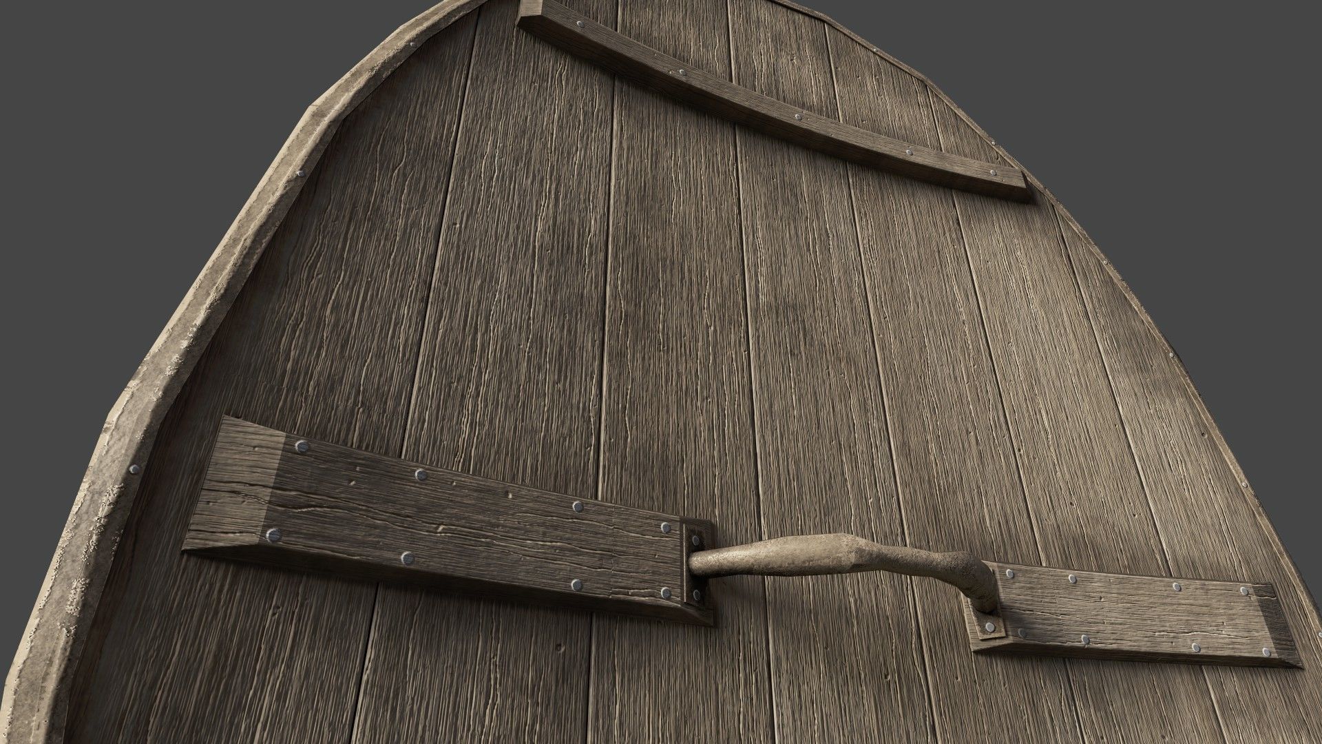 Slavic ellipse shield-painted red with helmet symbol Low-poly 3D model_3