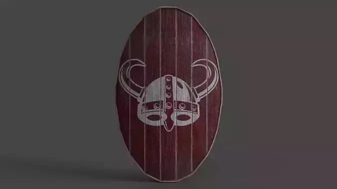 Slavic ellipse shield-painted red with helmet symbol