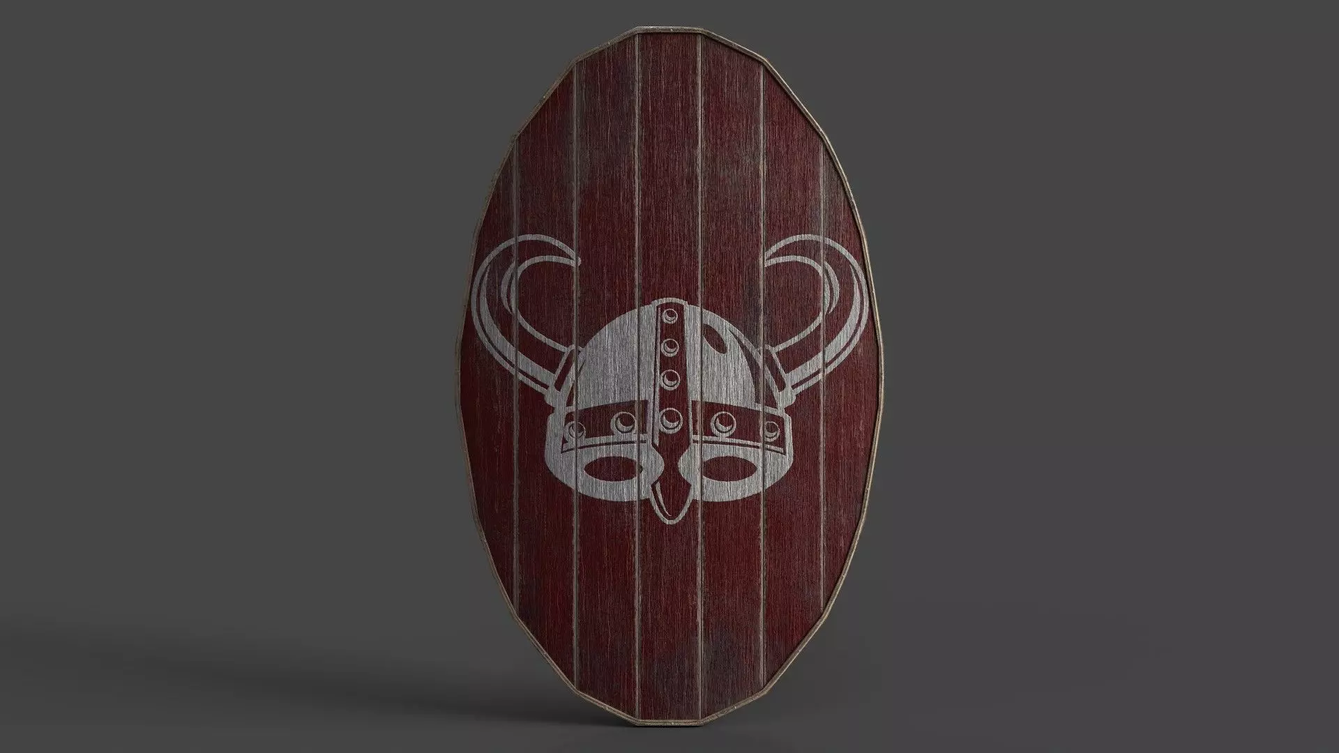 Slavic ellipse shield-painted red with helmet symbol Low-poly 3D model_0