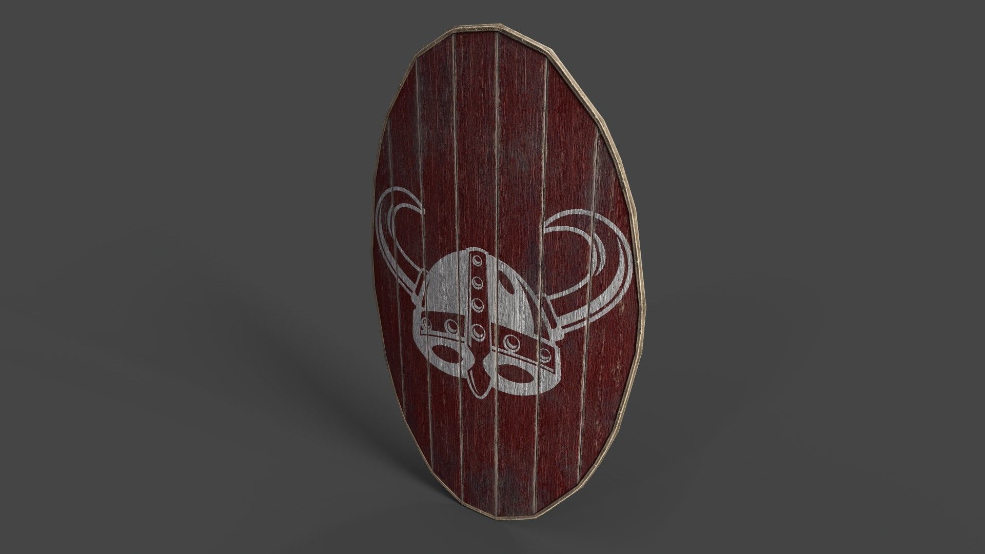 Slavic ellipse shield-painted red with helmet symbol Low-poly 3D model_5