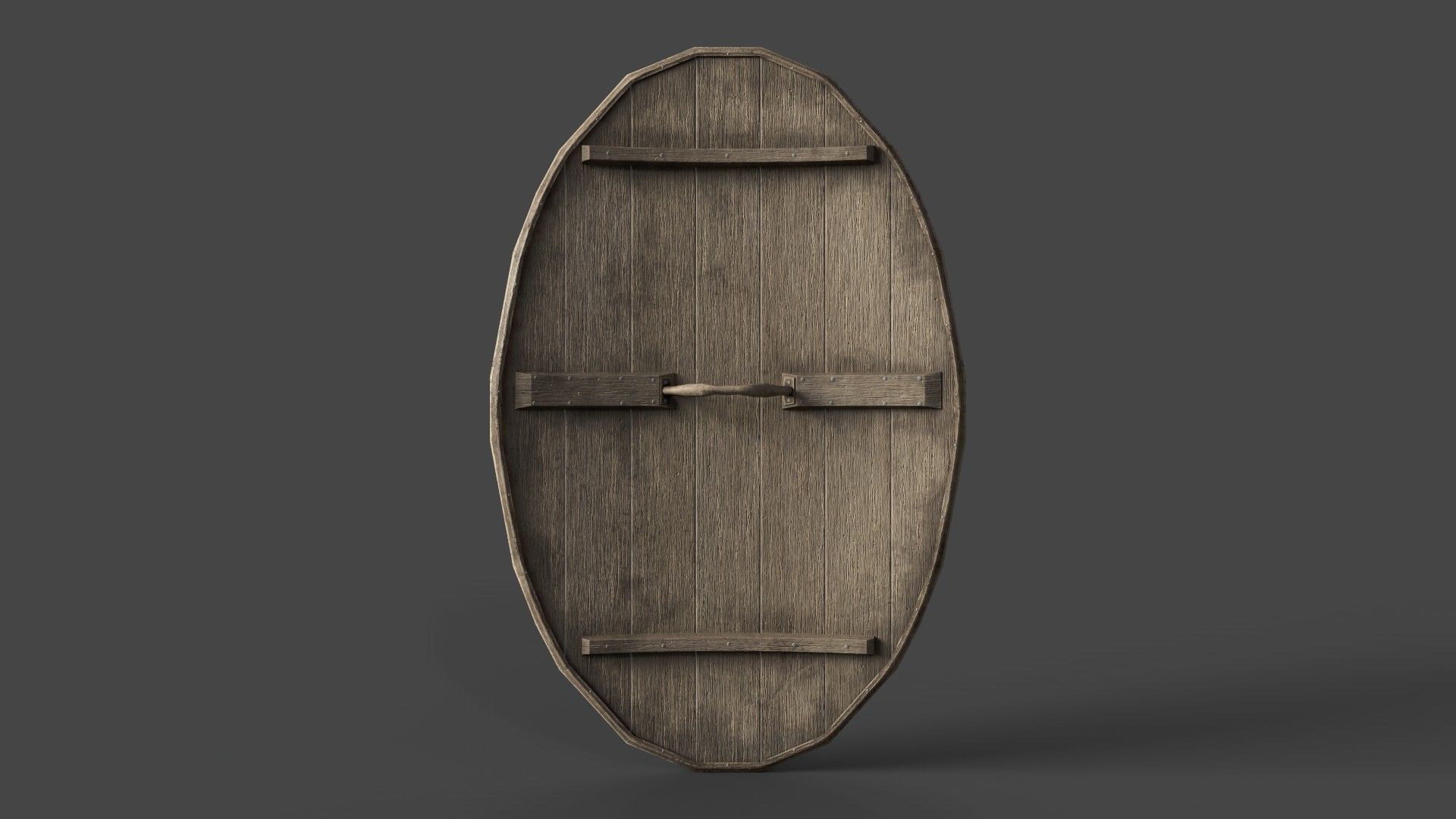Slavic ellipse shield-painted red with helmet symbol Low-poly 3D model_2
