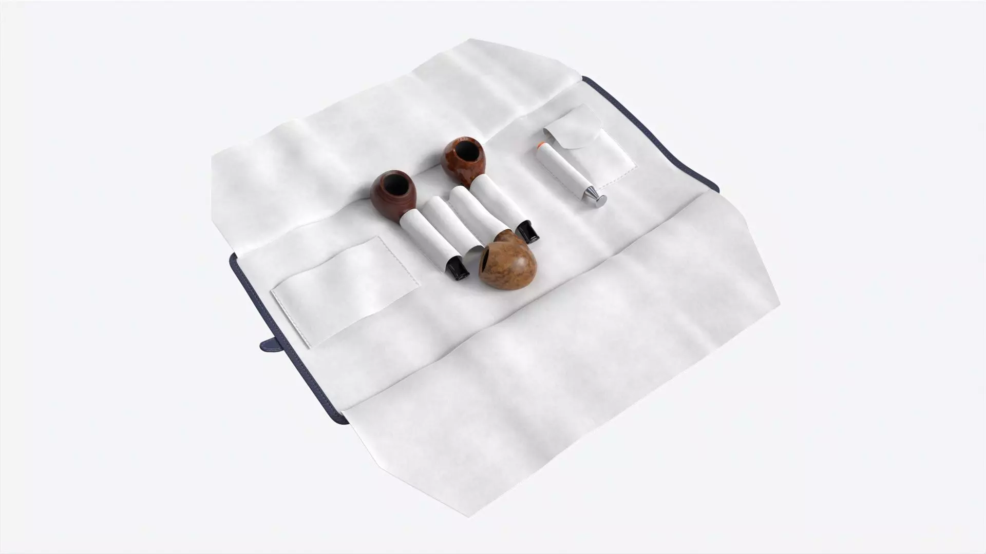 Smoking Pipe Travel Bag Leather Unfolded 3D model