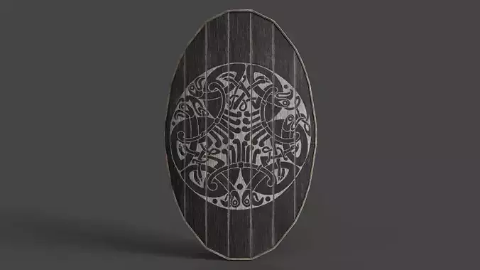 Slavic ellipse shield-painted black with nordic symbol