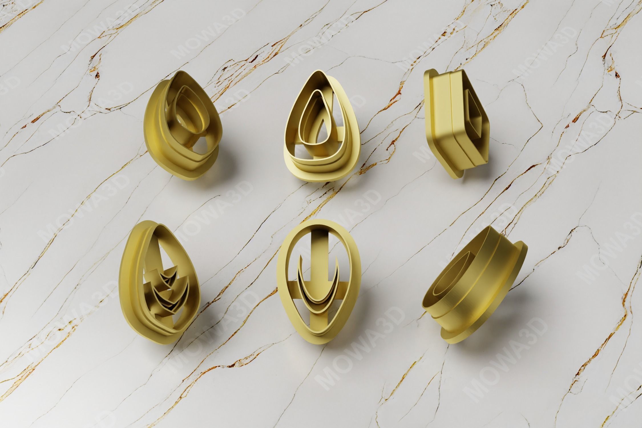 Shape Clay Cutter have Inner Hole set of 06 PCS 3D print model_2