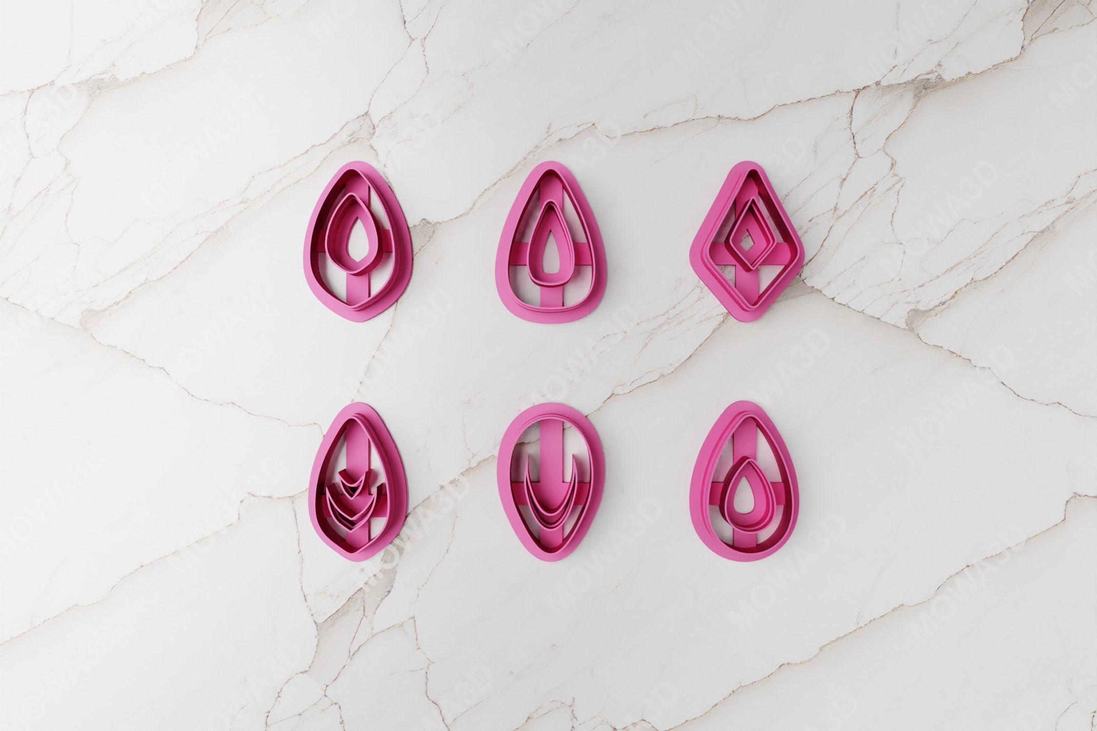 Shape Clay Cutter have Inner Hole set of 06 PCS 3D print model_1