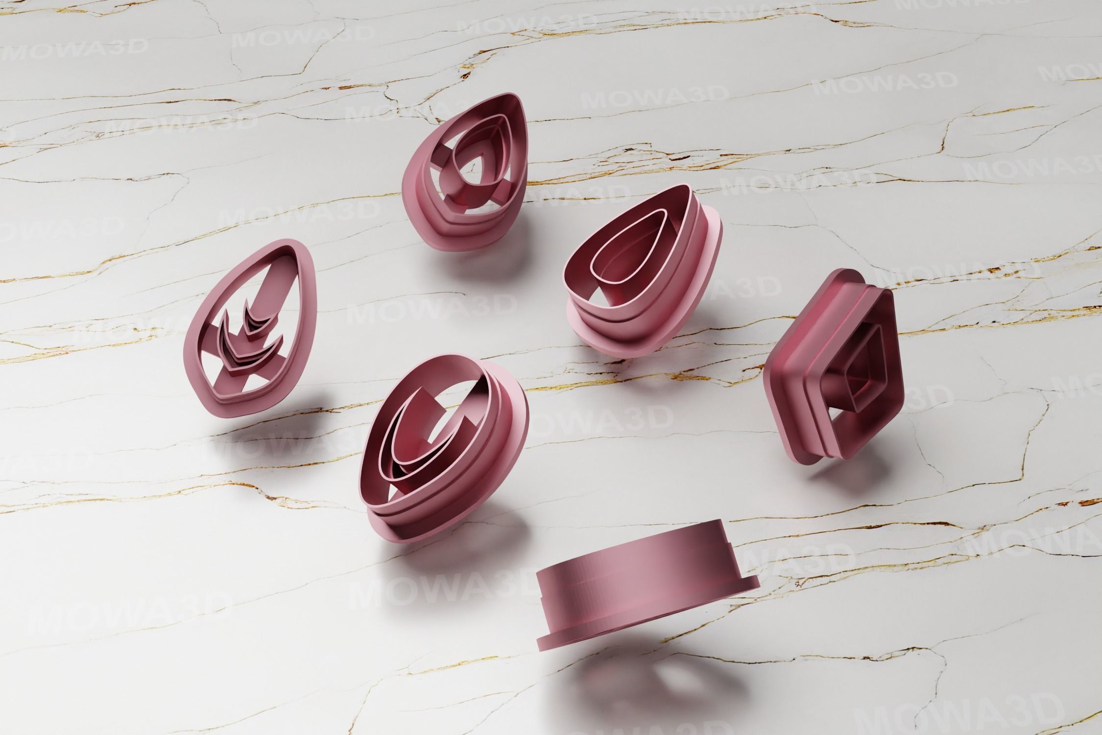 Shape Clay Cutter have Inner Hole set of 06 PCS 3D print model_5