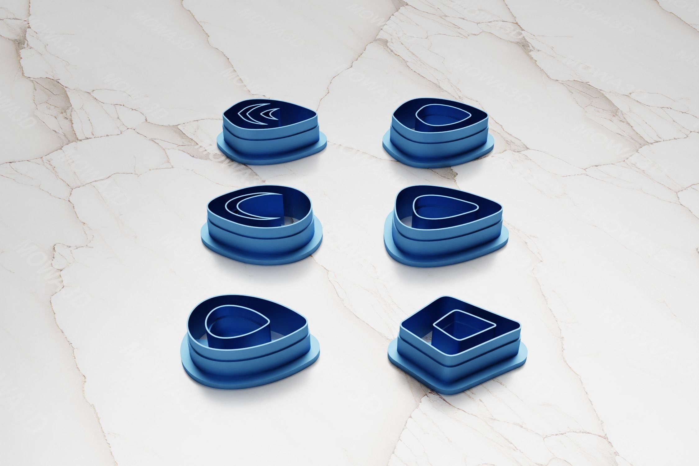 Shape Clay Cutter have Inner Hole set of 06 PCS 3D print model_3