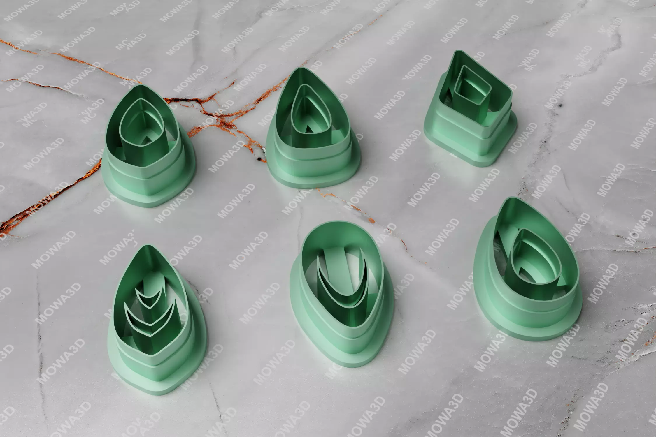 Shape Clay Cutter have Inner Hole set of 06 PCS 3D print model_0