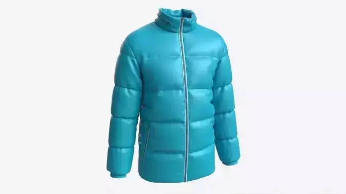 Quilted Jacket for Men Mockup Light Blue