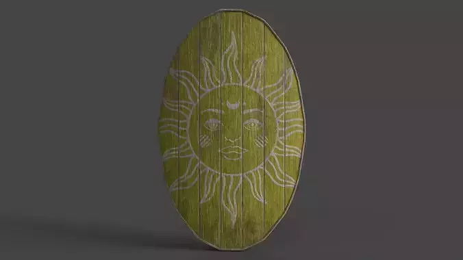Slavic ellipse shield-painted yellow with Sun symbol