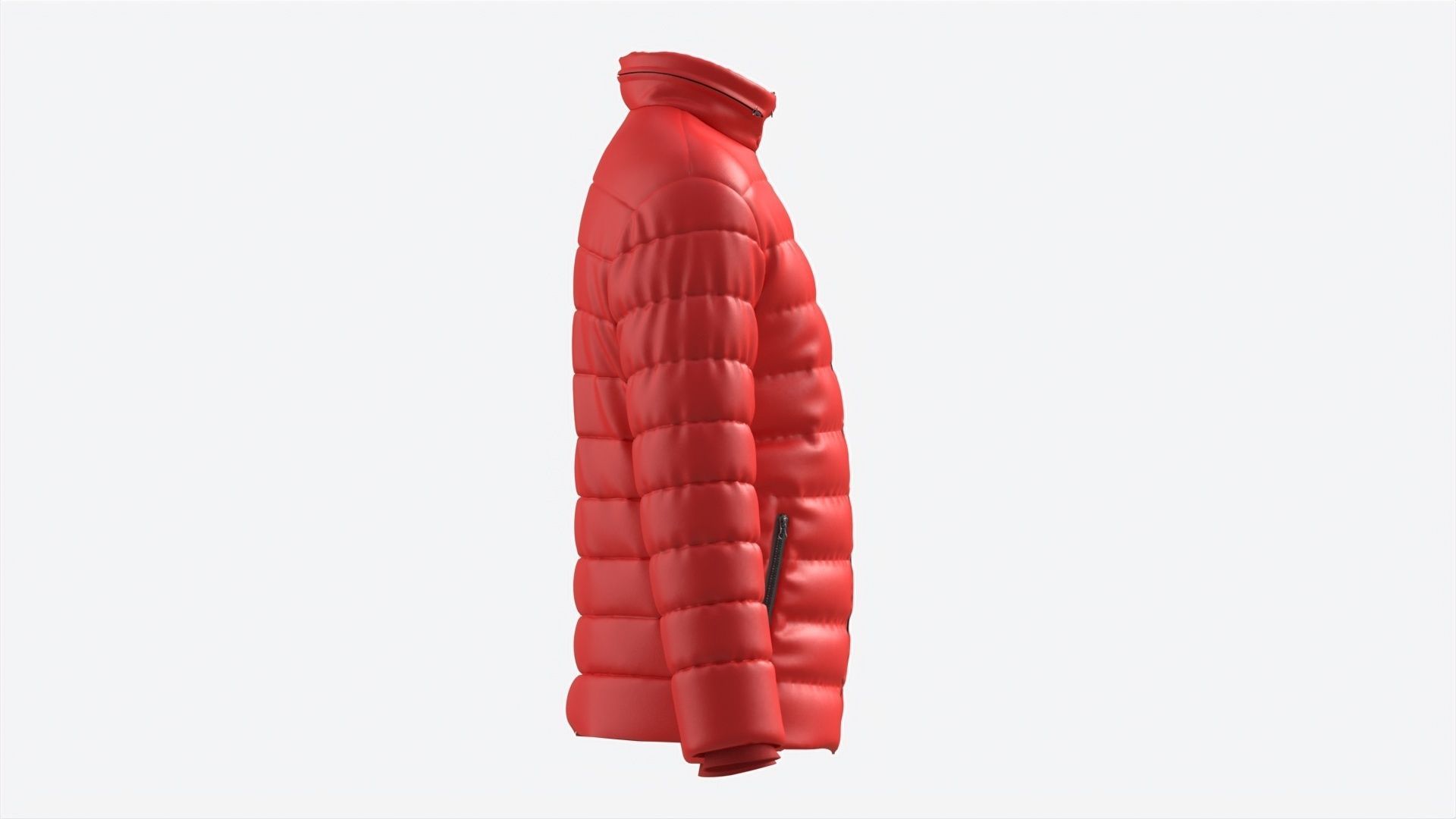 Quilted Jacket for Men Mockup Red 3D model_5
