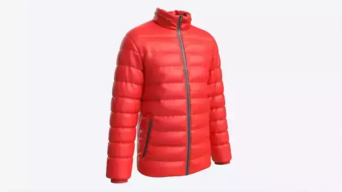 Quilted Jacket for Men Mockup Red