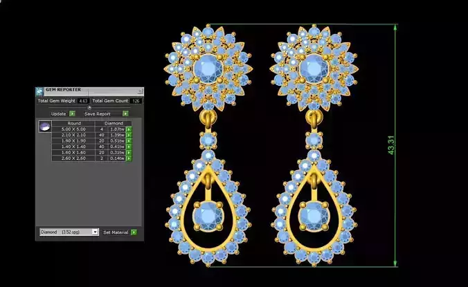 Round Pear Diamond Earring