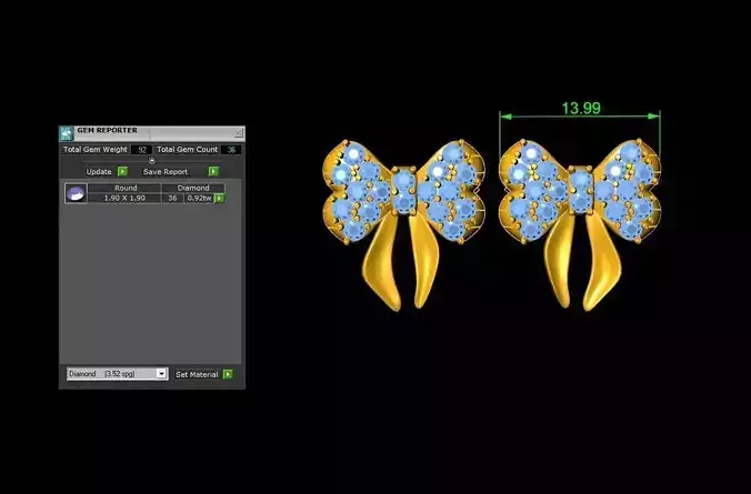 Robbed Diamond Earring 3D print model