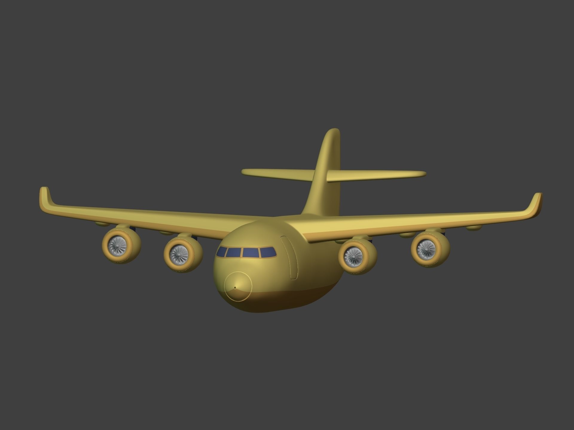 Cartoon Cargo Plane Low-poly 3D model_3