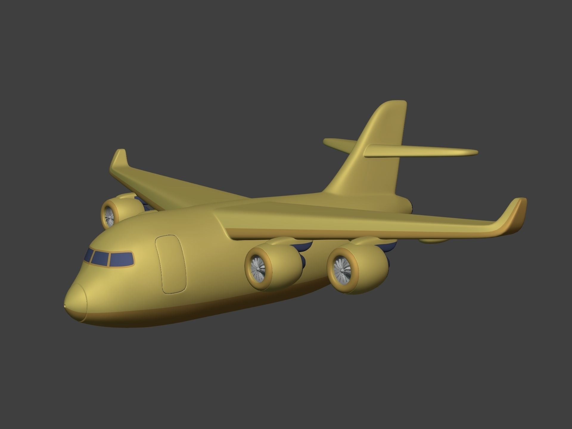 Cartoon Cargo Plane Low-poly 3D model_1