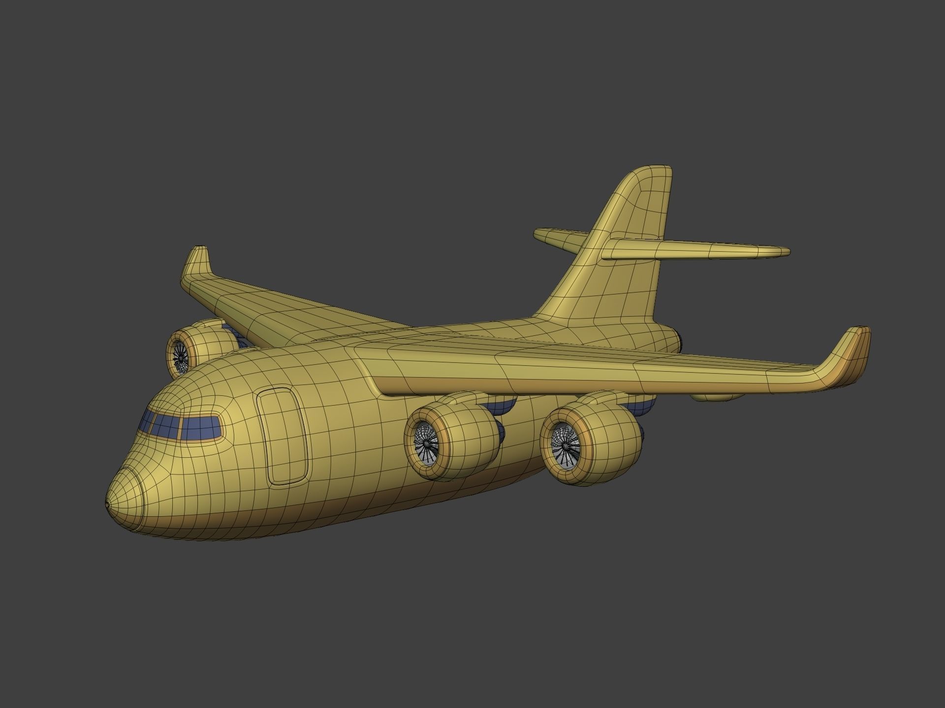 Cartoon Cargo Plane Low-poly 3D model_2