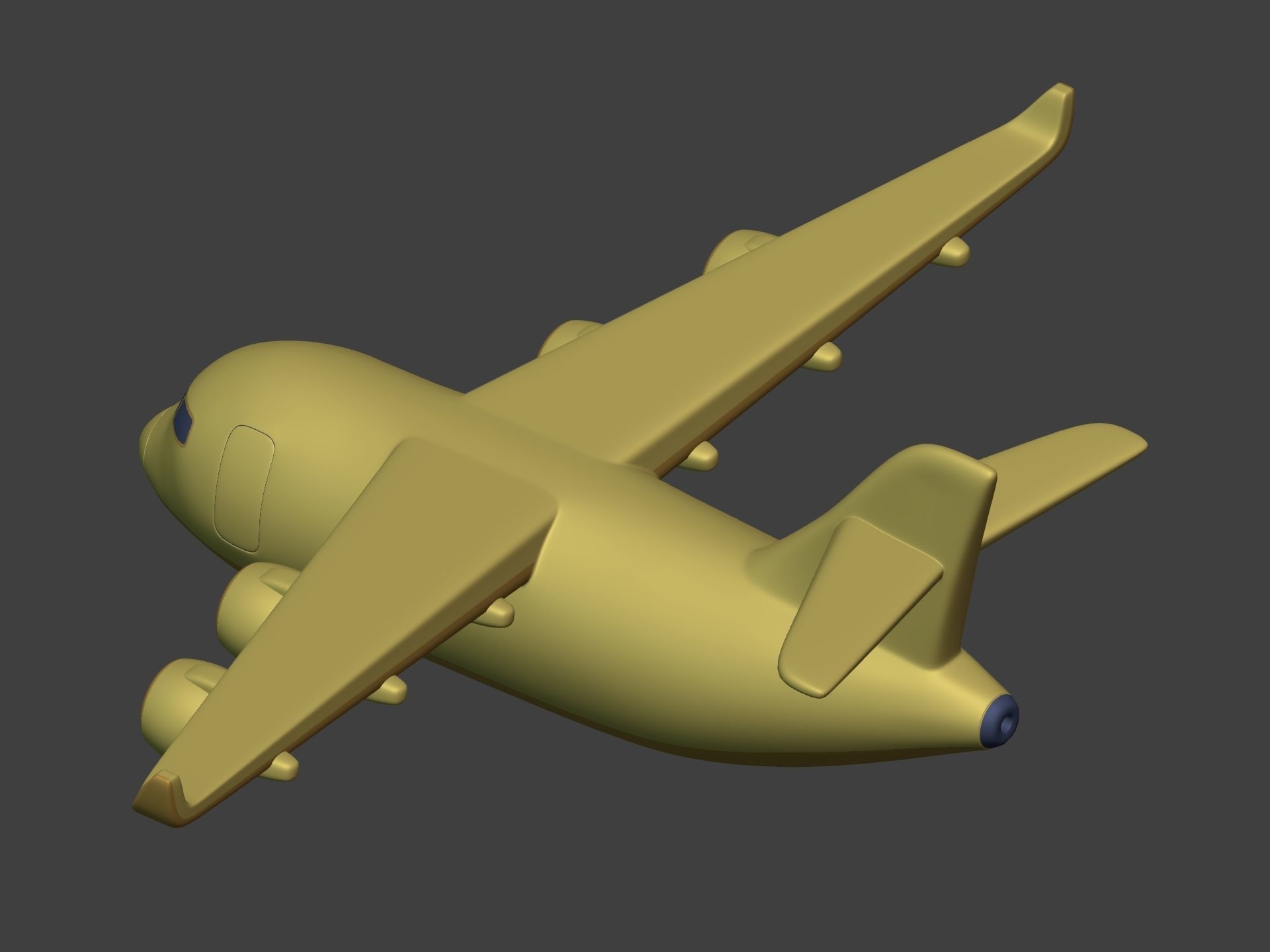 Cartoon Cargo Plane Low-poly 3D model_4