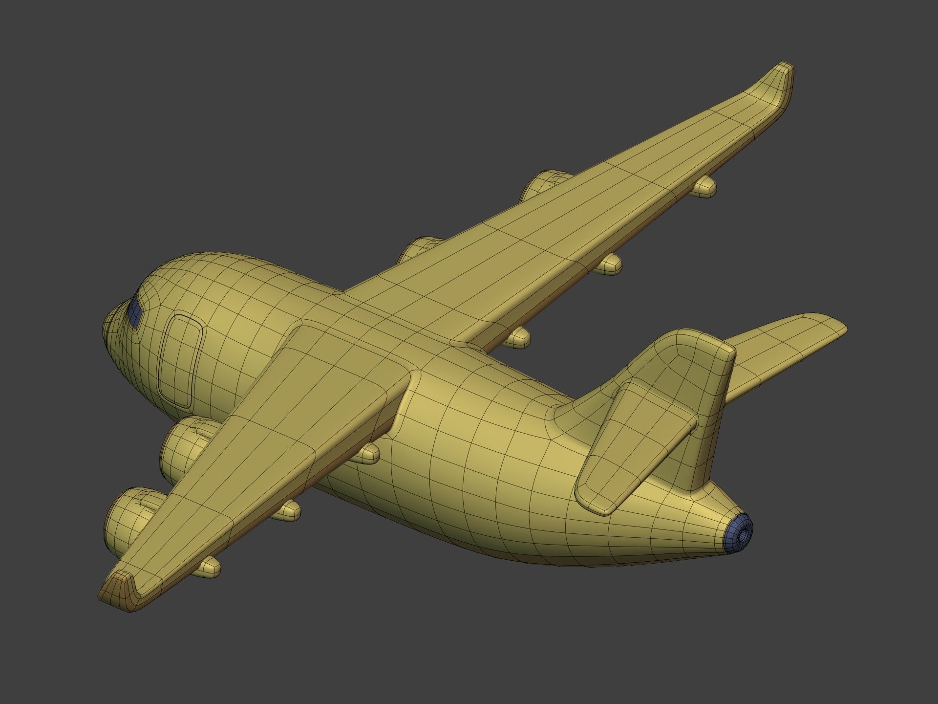 Cartoon Cargo Plane Low-poly 3D model_5