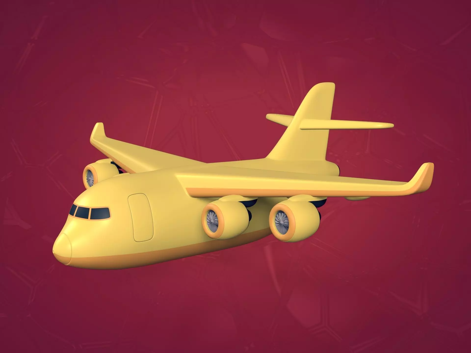 Cartoon Cargo Plane Low-poly 3D model_0
