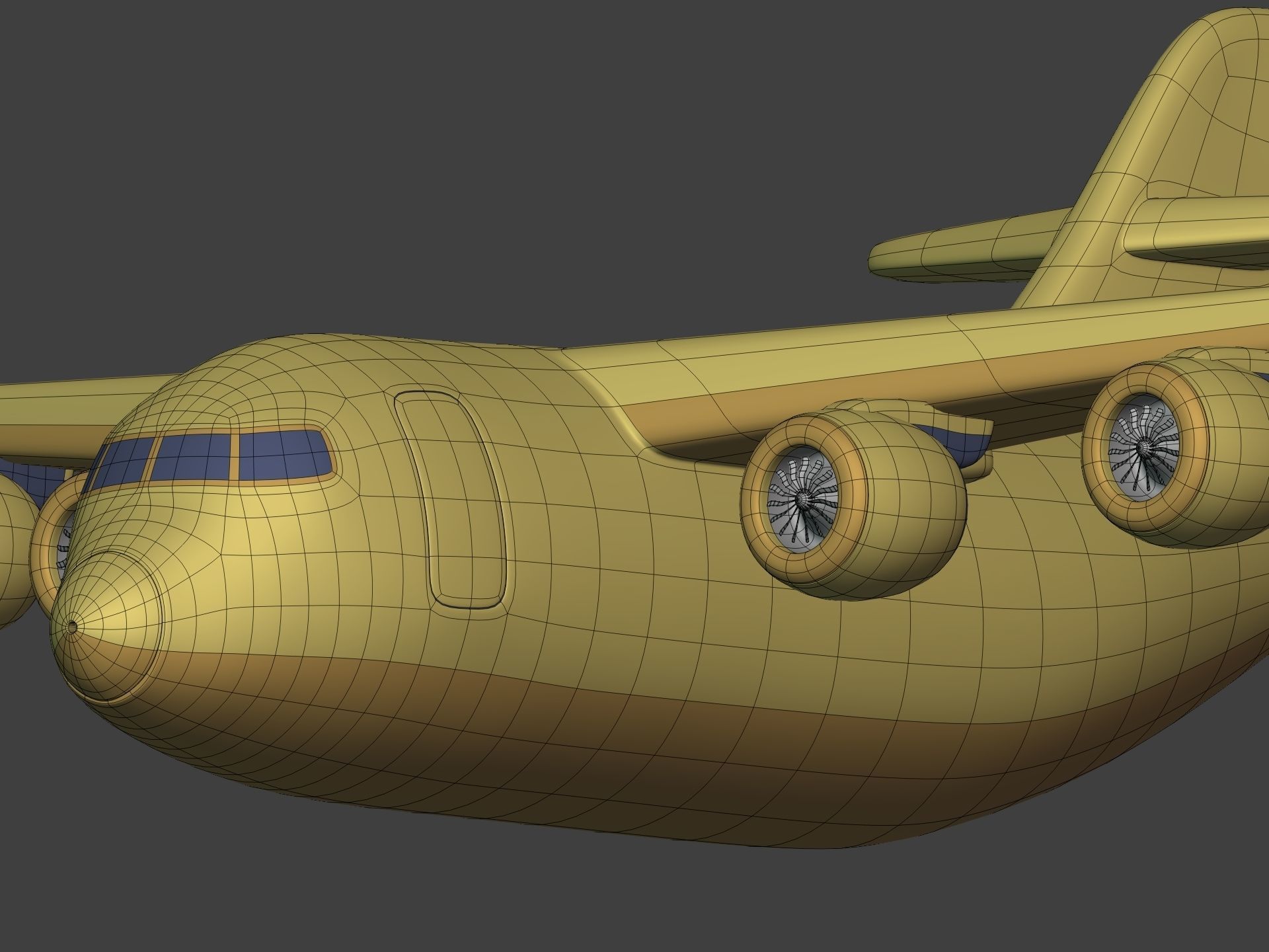 Cartoon Cargo Plane Low-poly 3D model_8