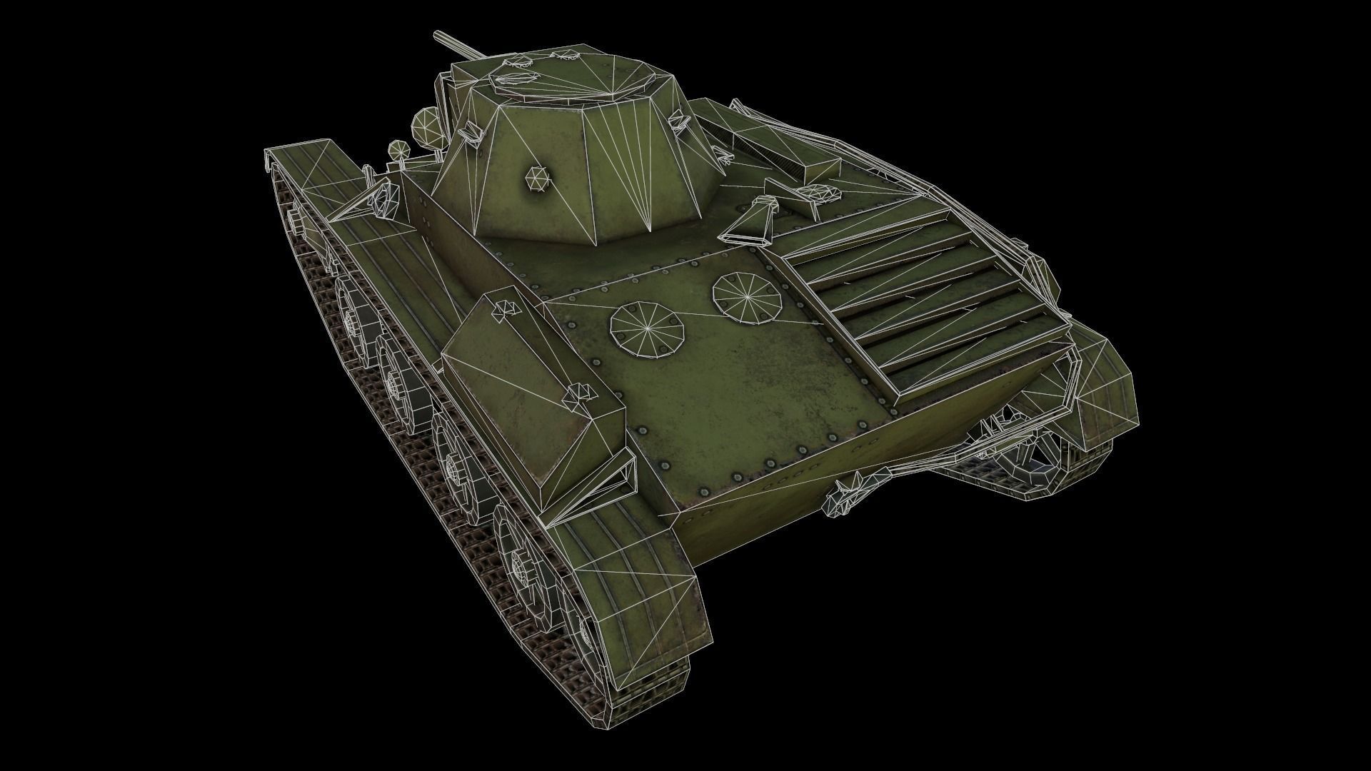 Tank    t 60 Low-poly 3D model_8