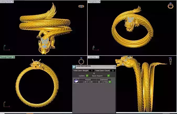 Diamond Dragon Bangle 3D print model