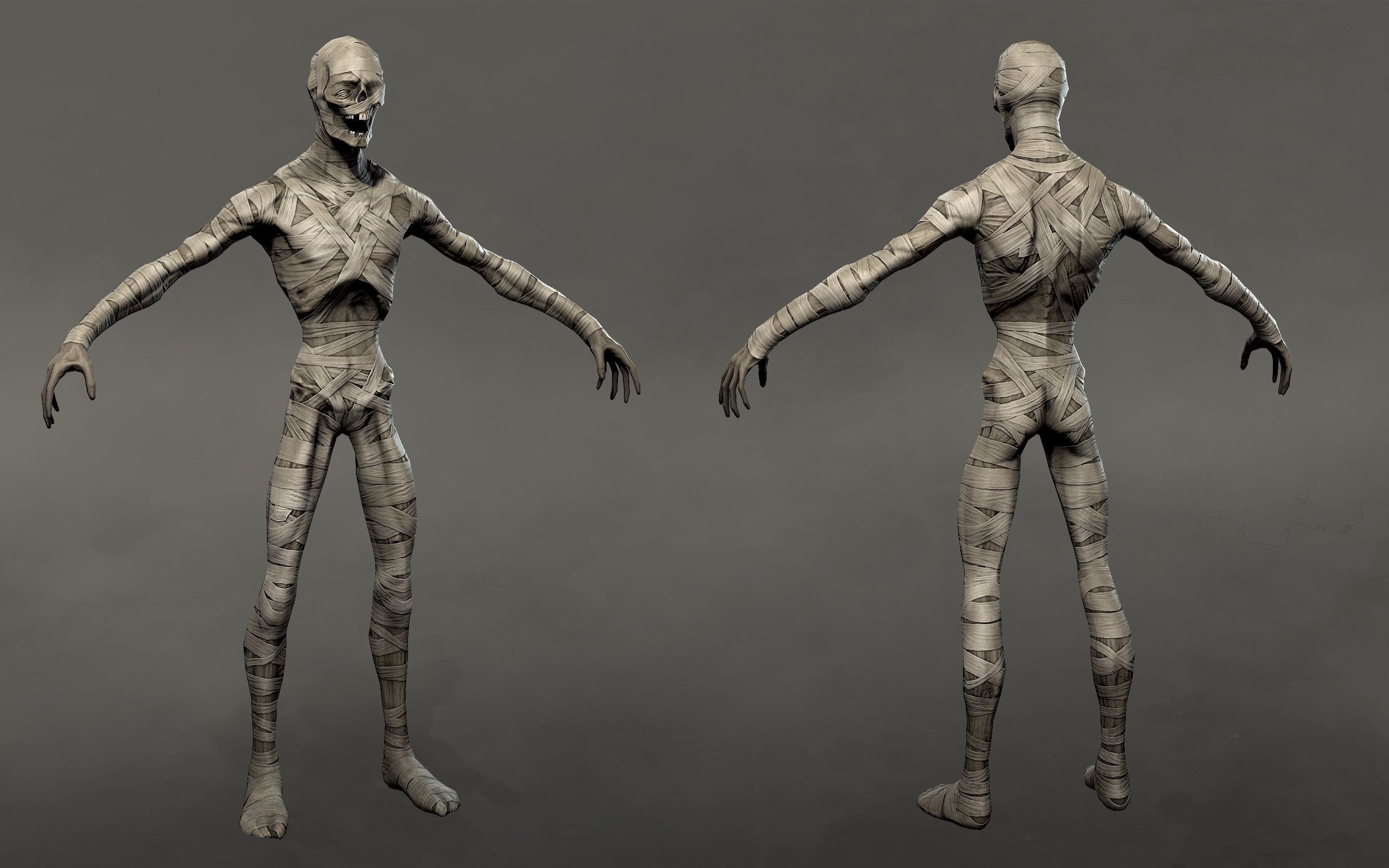 Mummy Creature - Animated lowpoly character Low-poly 3D model_5