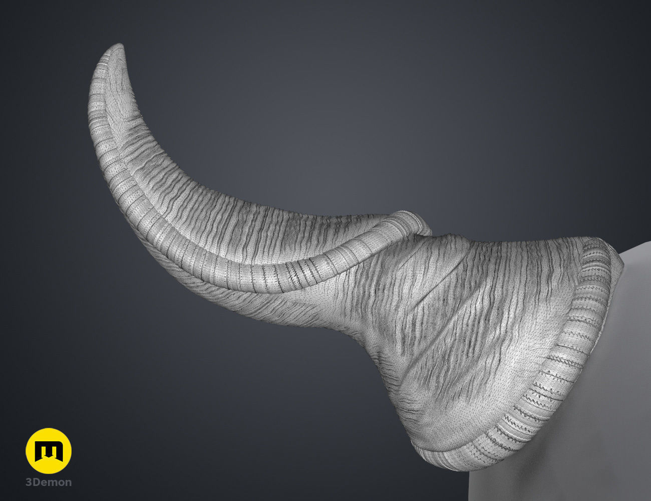 Wrinkled Beast Horns 3D print model_10