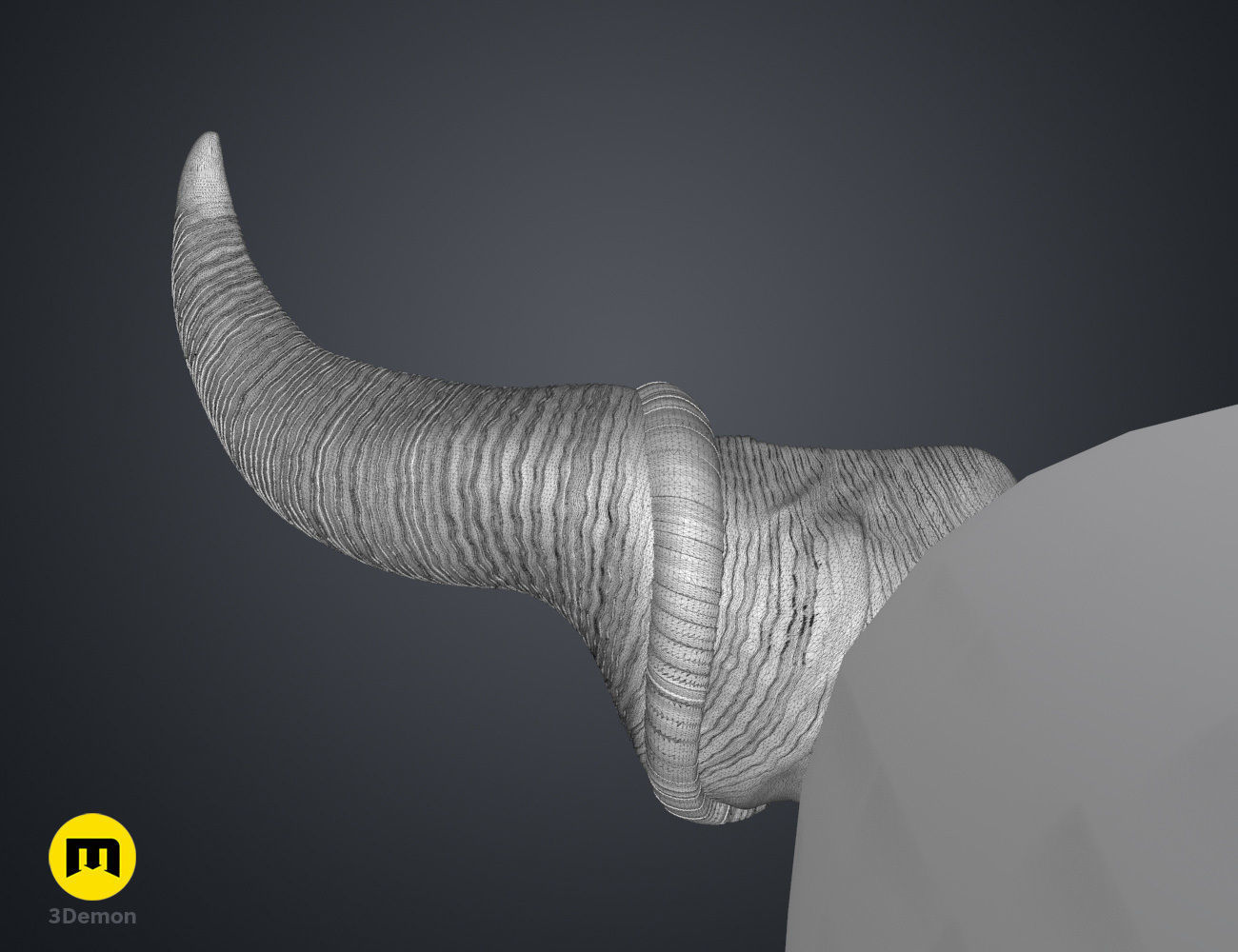 Wrinkled Beast Horns 3D print model_14