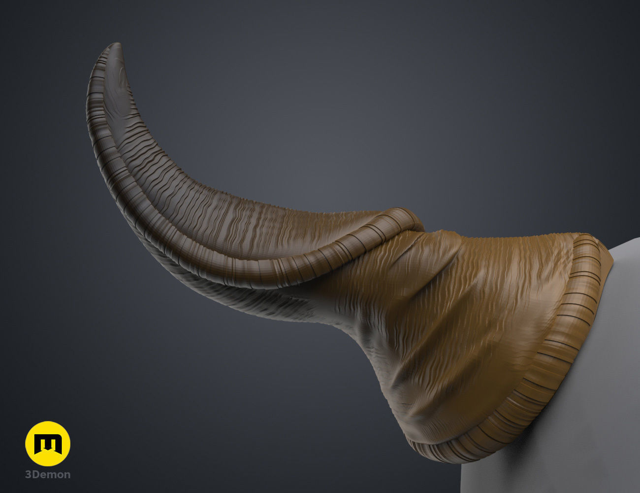 Wrinkled Beast Horns 3D print model_5
