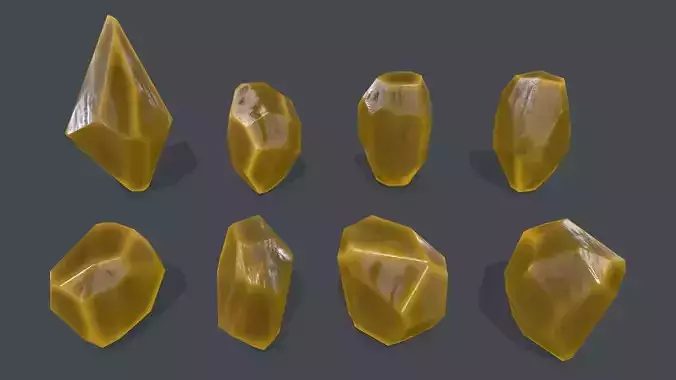 crystal set Low-poly 3D model