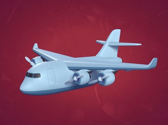 Cartoon Cargo Plane  Low-poly 3D model
