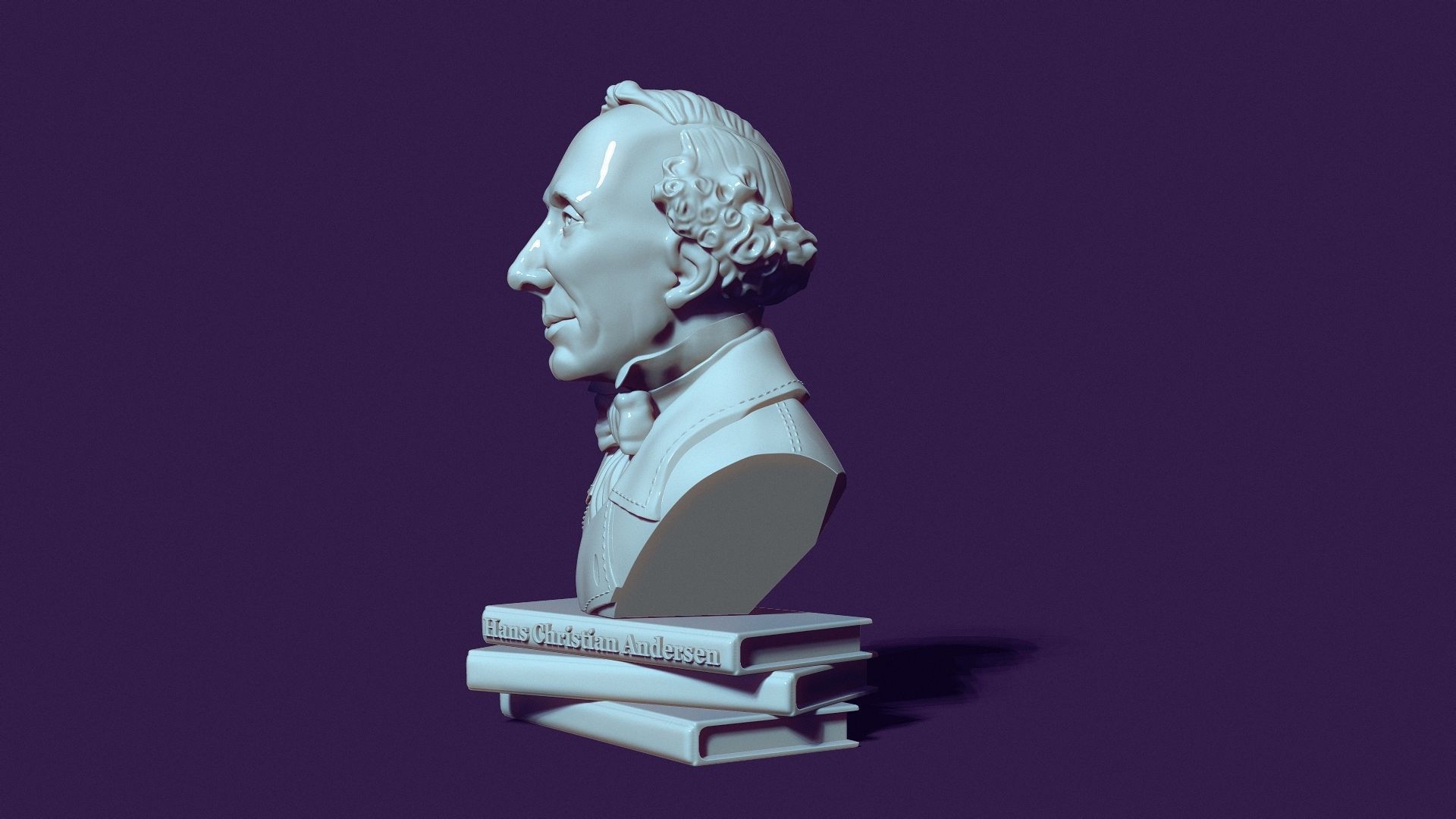 Bust of Hans Christian Andersen 3D print model_1