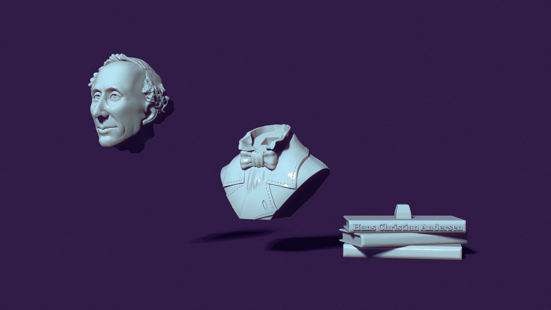 Bust of Hans Christian Andersen 3D print model_11