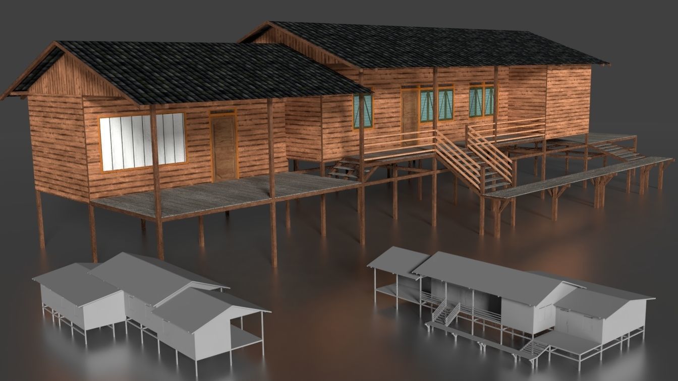 Rumah Kayu Pinggir Sungai 021-040 3D model_19