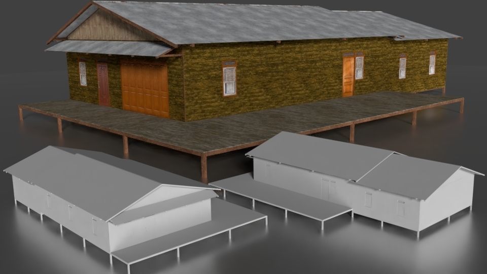 Rumah Kayu Pinggir Sungai 021-040 3D model_6