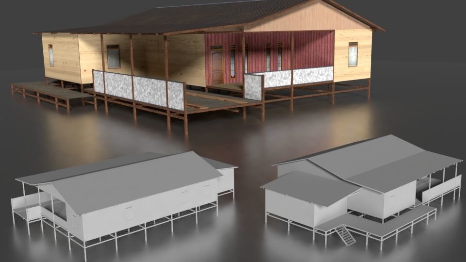 Rumah Kayu Pinggir Sungai 021-040 3D model_14