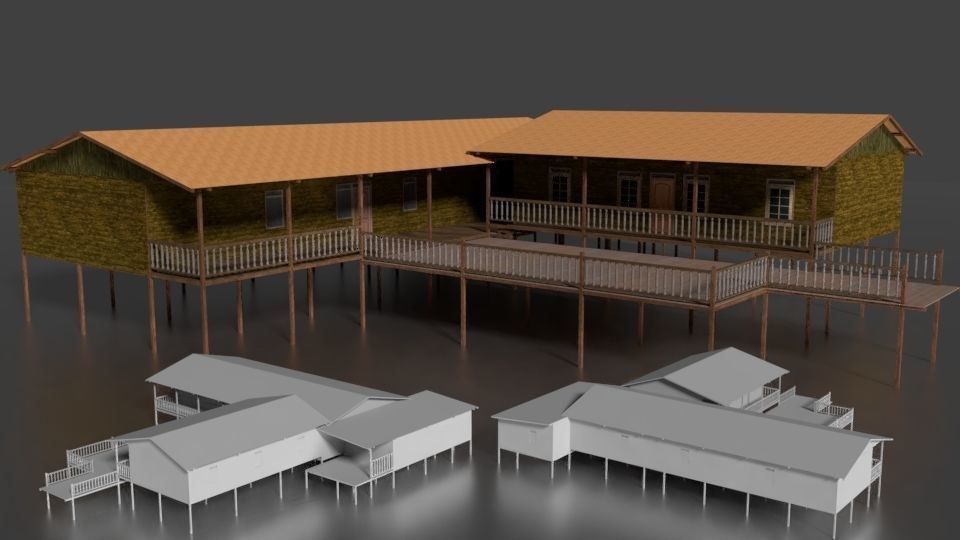 Rumah Kayu Pinggir Sungai 021-040 3D model_1
