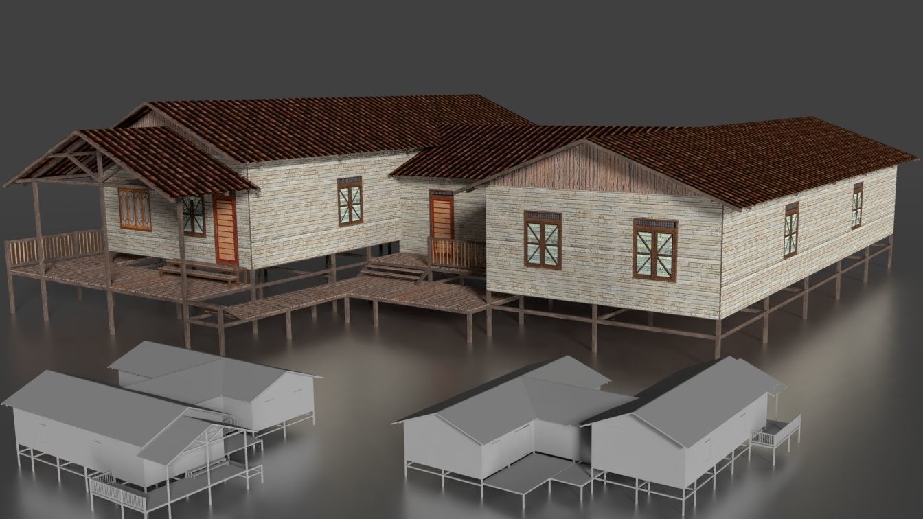 Rumah Kayu Pinggir Sungai 021-040 3D model_16