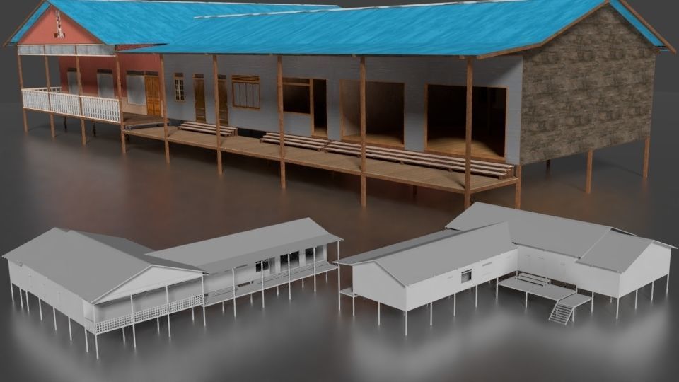 Rumah Kayu Pinggir Sungai 021-040 3D model_8