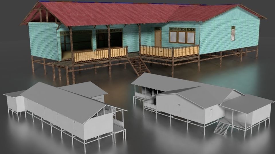 Rumah Kayu Pinggir Sungai 021-040 3D model_13