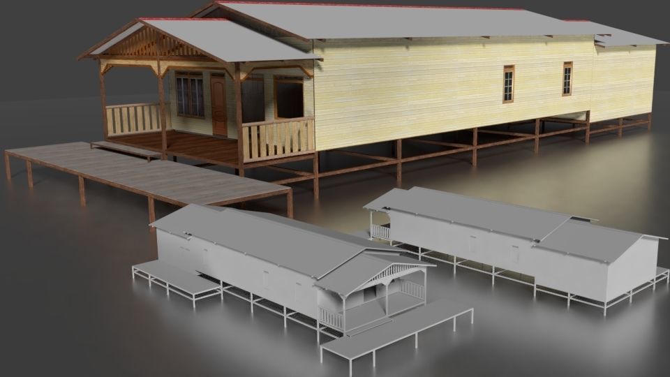 Rumah Kayu Pinggir Sungai 021-040 3D model_7