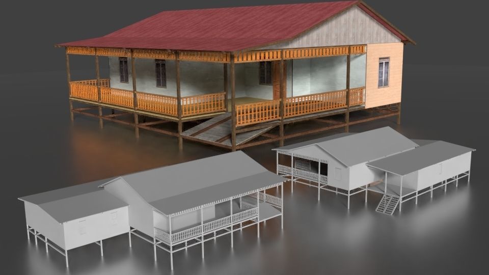 Rumah Kayu Pinggir Sungai 021-040 3D model_4