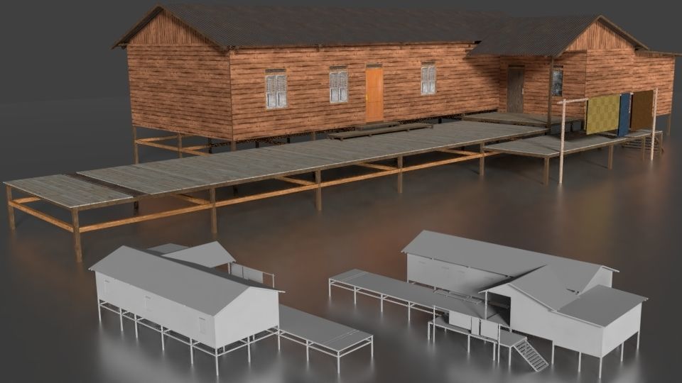 Rumah Kayu Pinggir Sungai 021-040 3D model_2
