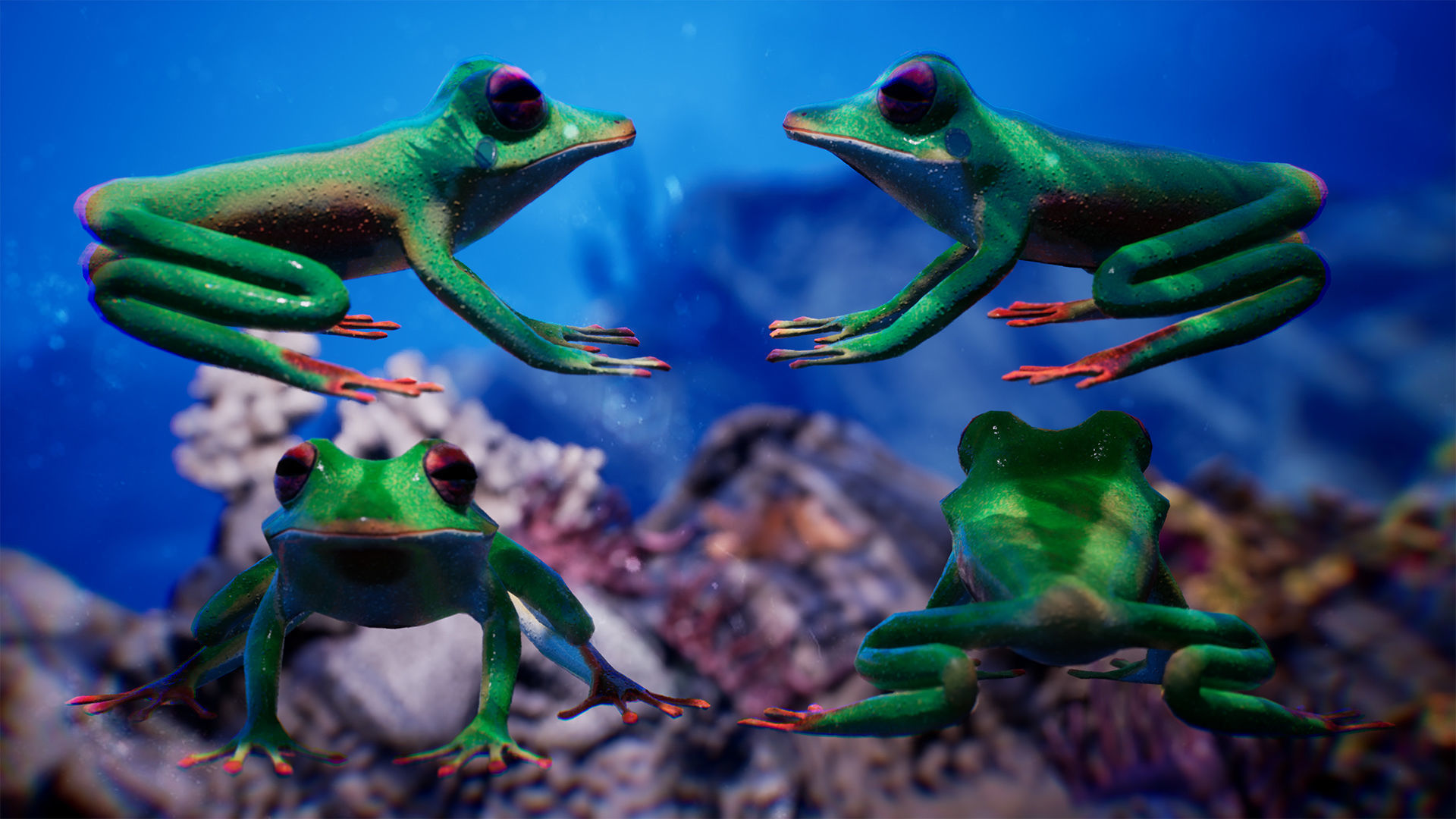 Sea Animals 12 Meshes Low-poly 3D model_9