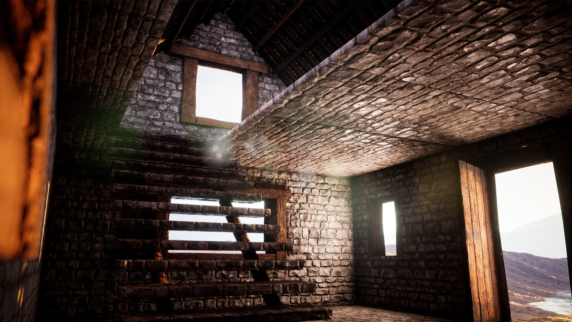 Modular Stone House 30 Assets Low-poly 3D model_4