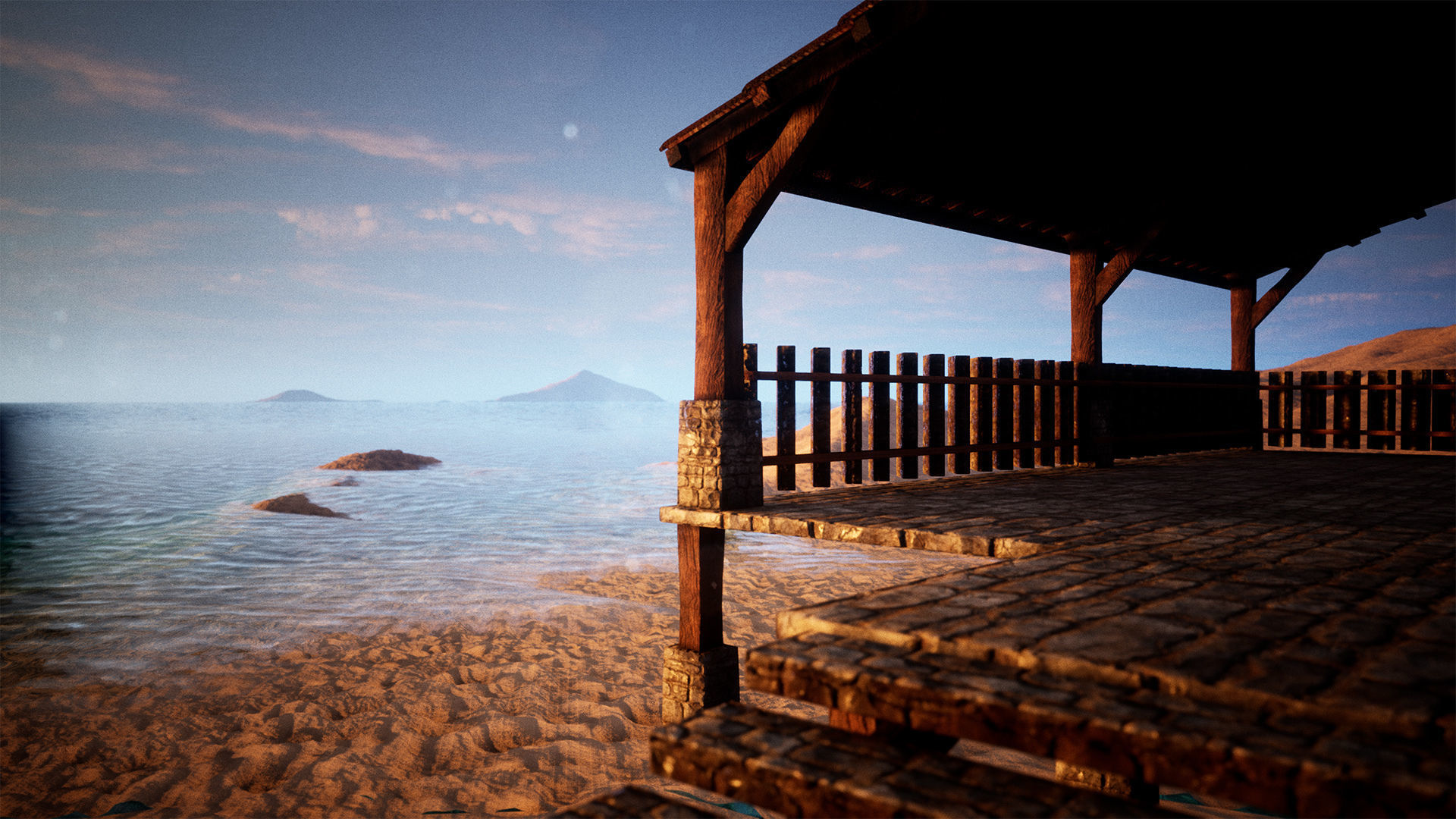 Modular Stone House 30 Assets Low-poly 3D model_1