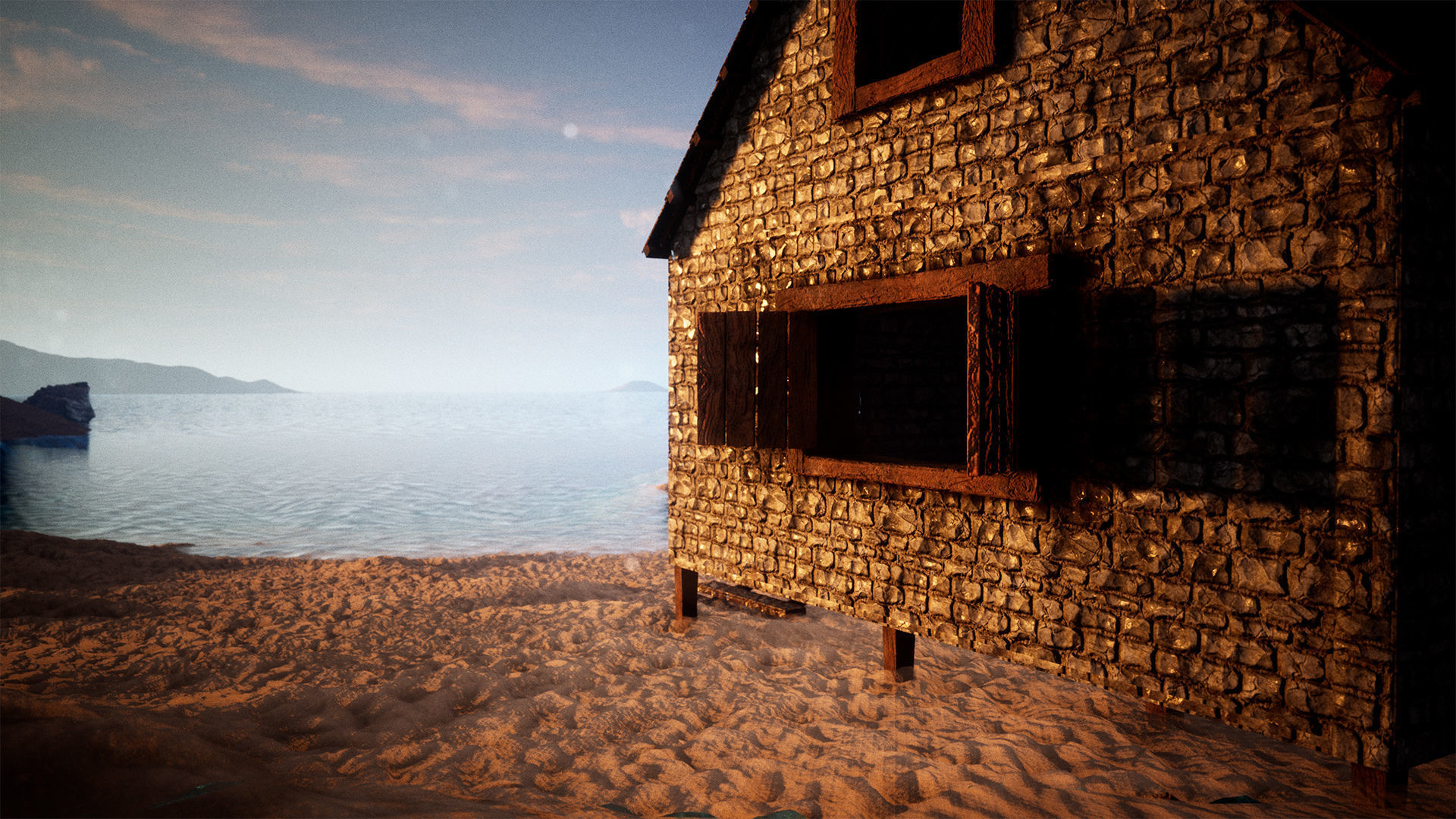 Modular Stone House 30 Assets Low-poly 3D model_2