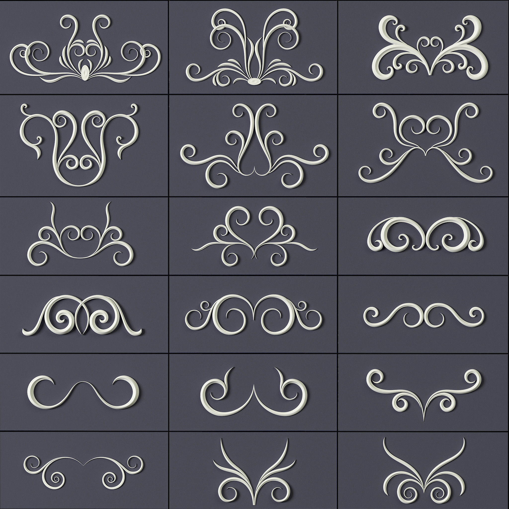ORNAMENT BRUSHES ALPHA and 3D MODEL- VOL 01 - 02 - 03 - 04 - 05 3D Model Collection_50